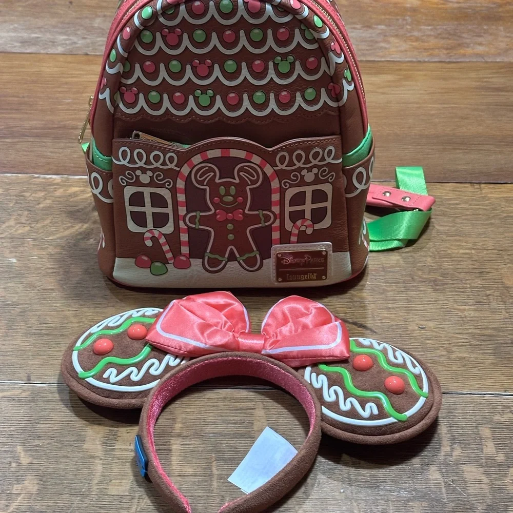 Disney Parks Mickey Mouse Gingerbread‎ Loungefly Mini Backpack ears Disney Eats - Picture 2 of 9